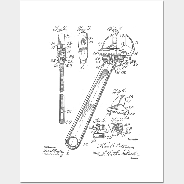 Wrench VINTAGE PATENT DRAWING Wall Art by TheYoungDesigns